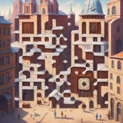 Clock Tower Town Isometric QR Code Art — image 1