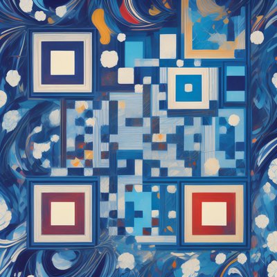 Blue Abstract Geometric Painting QR Code Art