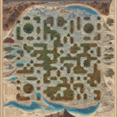 Antique Forest Map Illustration QR Code Art