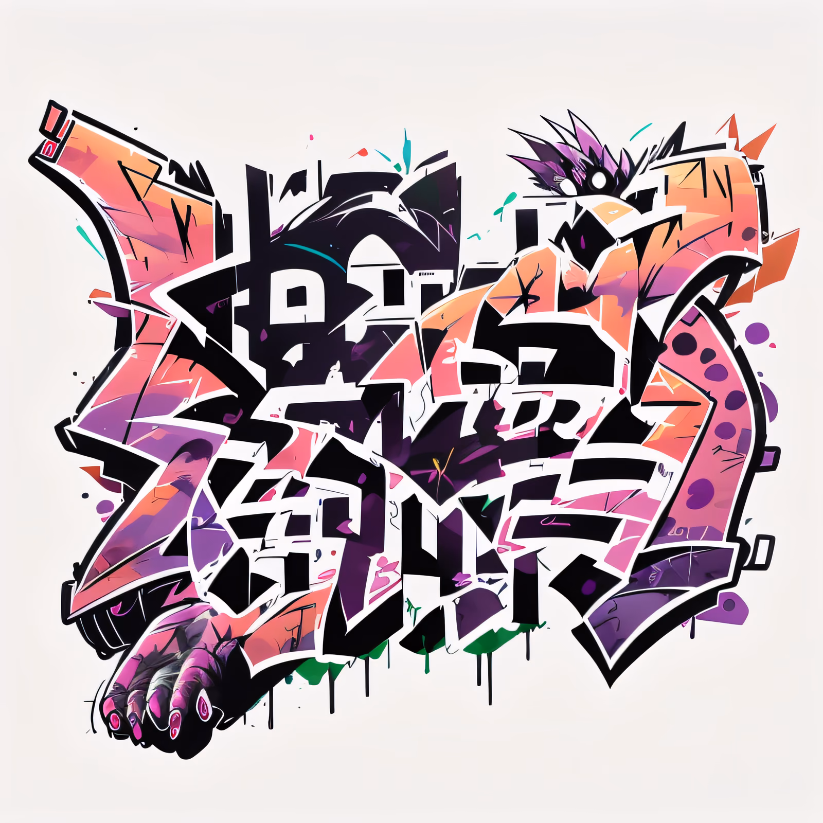 Wildstyle Graffiti Lettering Symbol QR Code for Apparel — image 1