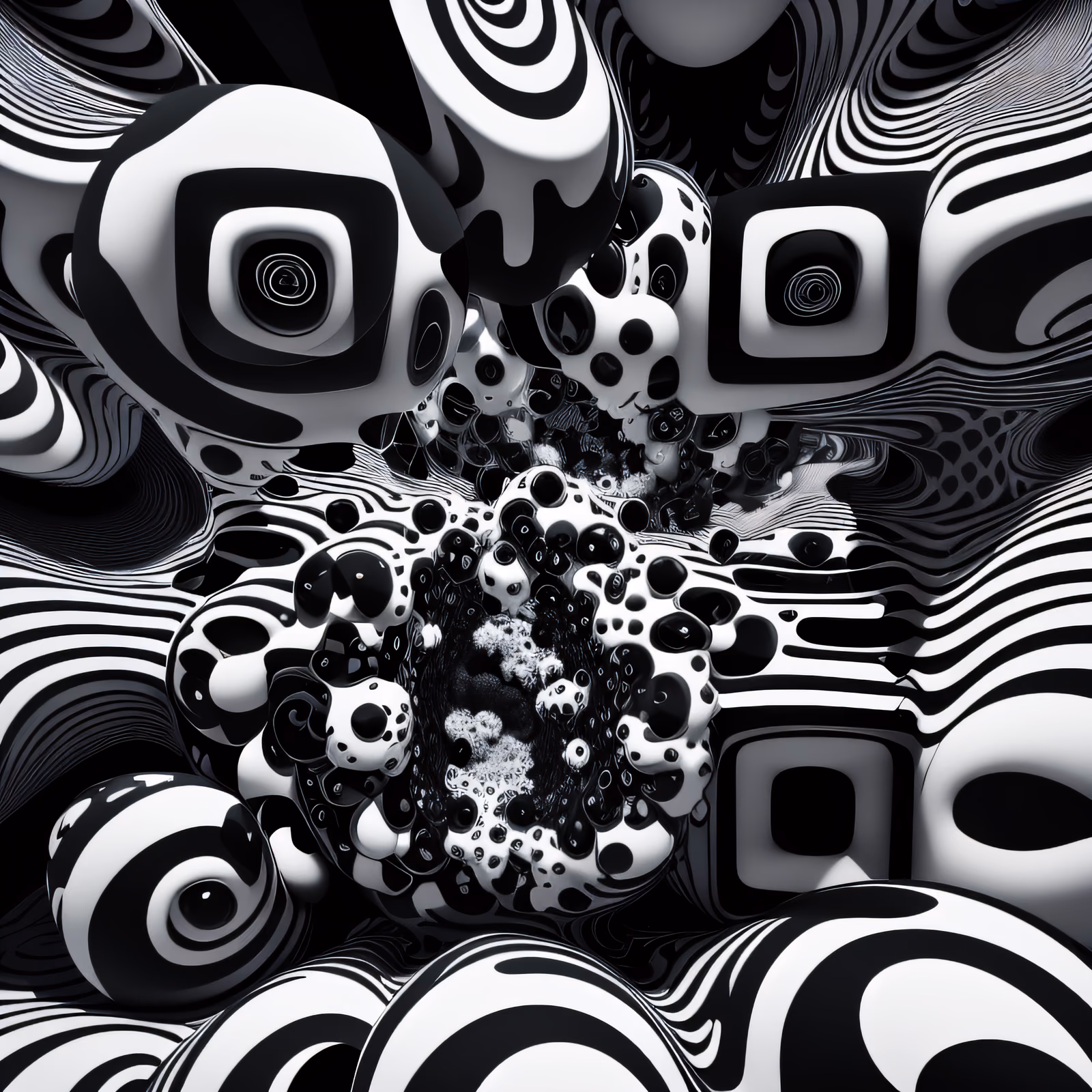 Op Art Striped Spheres 3D QR Code for Posters — image 1