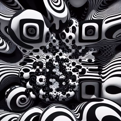 Op Art Striped Spheres 3D QR Code for Posters — image 1