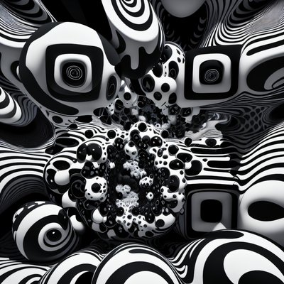 欧普艺术条纹球体 3D 二维码艺术海报设计