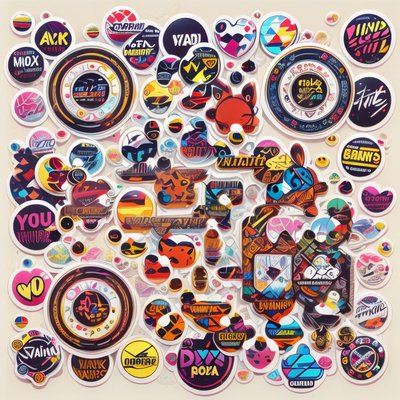 Sticker Bomb Badge Collage Heart QR Code for Stickers