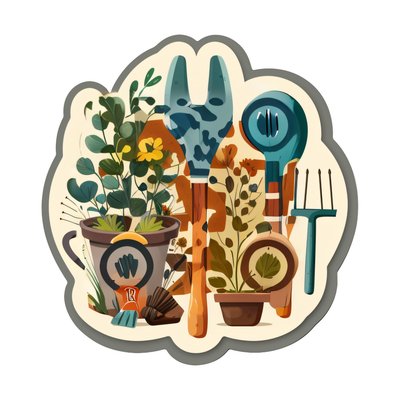 Garden Tools Vector QR Code for Stickers