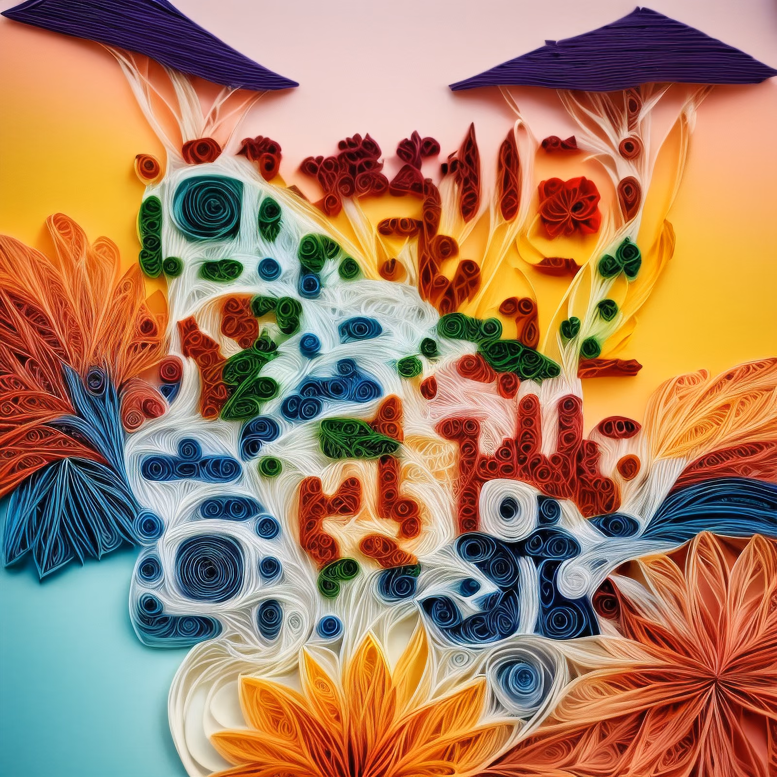 Quilled Village Flowers Paper Craft QR Code Art — image 1