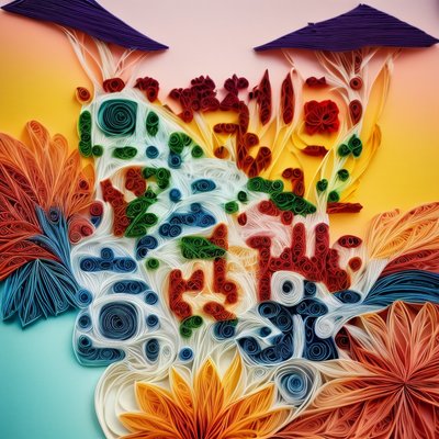 Quilled Village Flowers Paper Craft QR Code Art