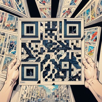Comic Page City Street Ink QR Code for Posters