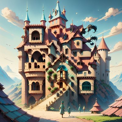 Fantasy Castle Matte Painting QR Code Art