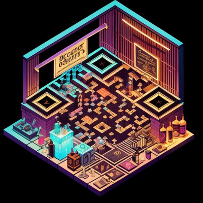 Isometric Speakeasy Neon Bar QR Code for Posters