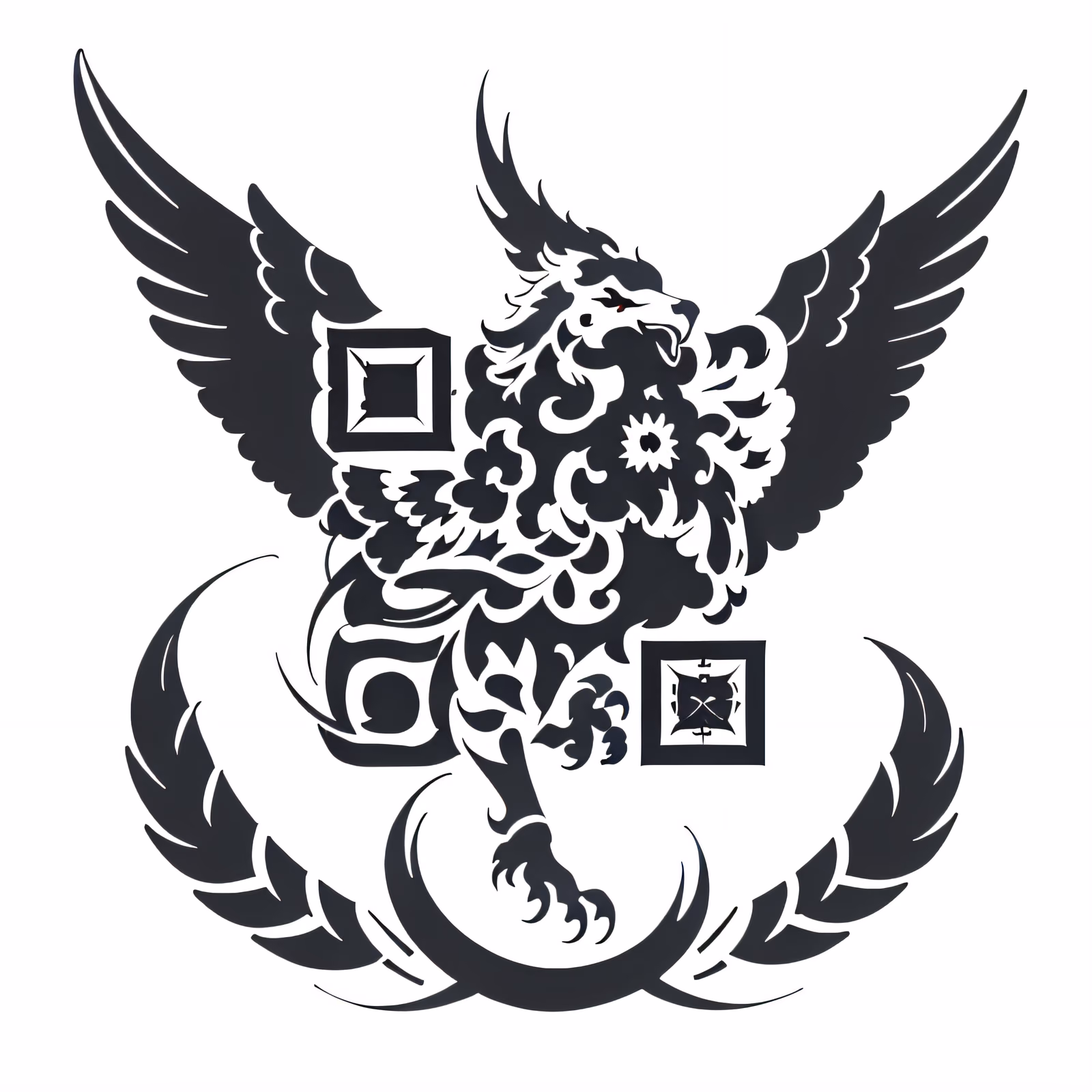 Герб грифона в стиле тату: QR-код для временных тату — изображение 1