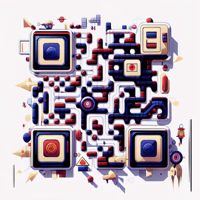 Navy and Crimson Geometric Vector QR Code for Posters — image 1