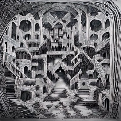 Castle Staircases Zentangle Ink QR Code Art
