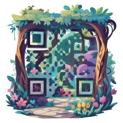 Арка лесного сада: векторный QR-код для стикеров