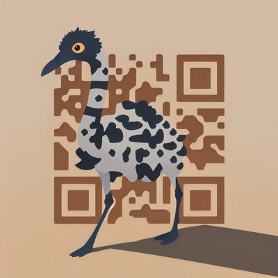 Ostrich Flat Vector QR Code Art