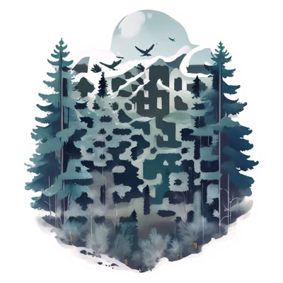 Snowy Pine Forest Vector QR Code for Stickers — image 1