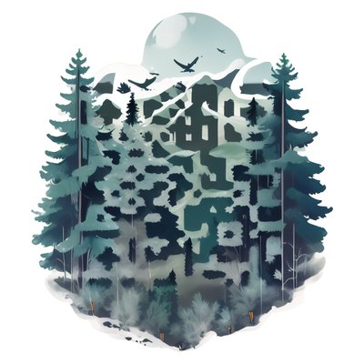Заснеженный сосновый лес: векторный QR-код для стикеров