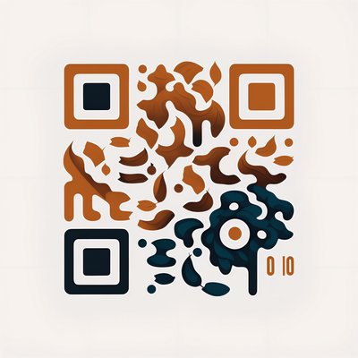 Autumn Leaves Flat Vector QR Code for Packaging
