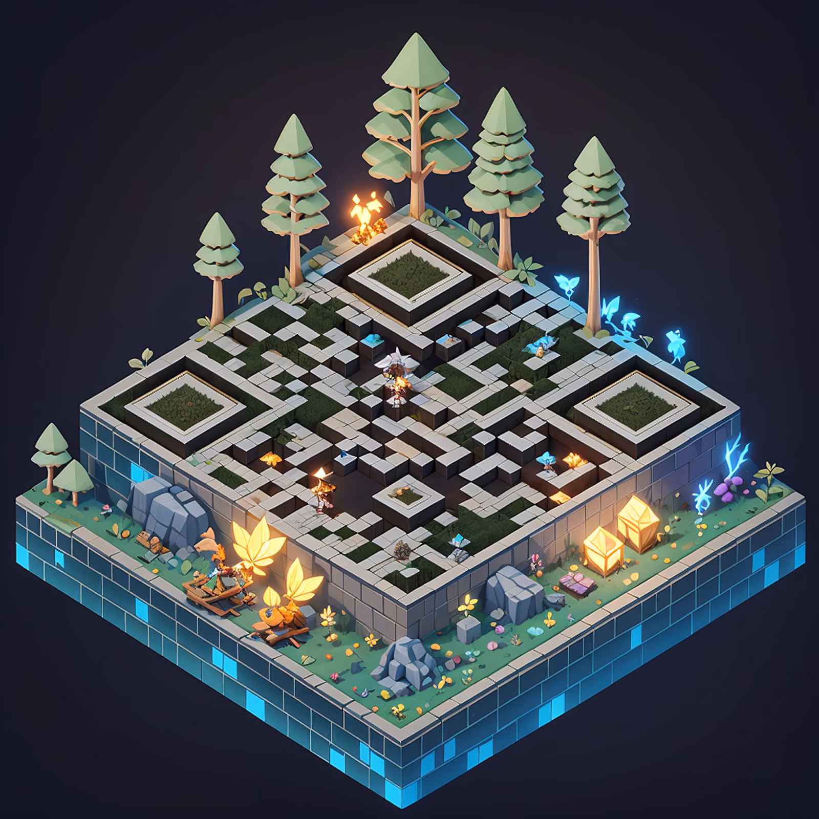 Isometric Enchanted Forest Diorama QR Code for Posters — image 1