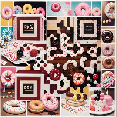Donut and Candy Collage QR Code for Packaging