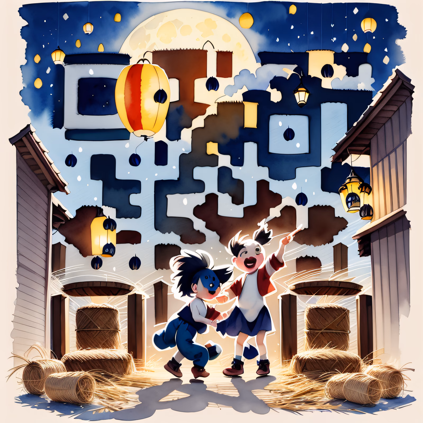 Harvest Moon Dance Party Cartoon QR Code for Posters — image 1