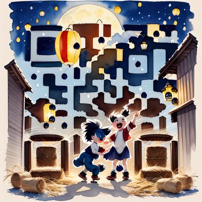 Harvest Moon Dance Party Cartoon QR Code for Posters