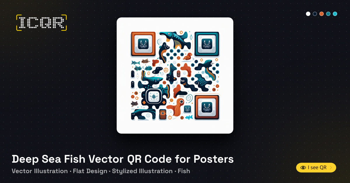 Deep Sea Fish Vector QR Code for Posters • ICQR