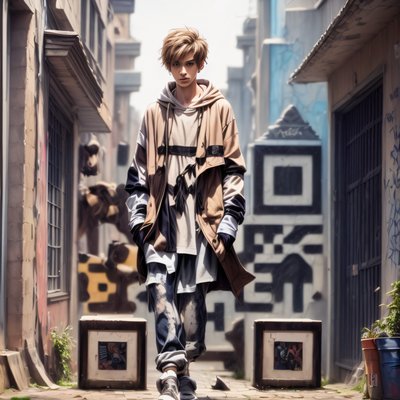 Streetwear Man Alley Graffiti QR Code for Posters