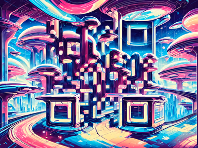 Googie Futuristic Town Retrofuturism QR Code for Posters — image 1