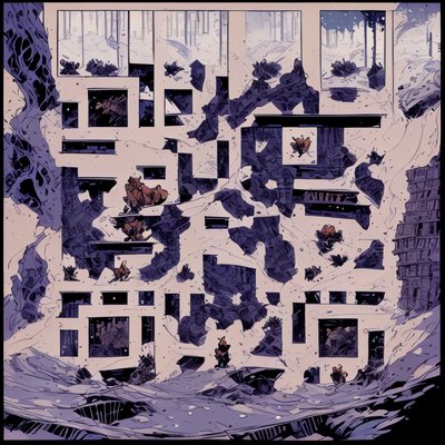 Заснеженные панели комикса-раскадровки, QR-код для обложек книг