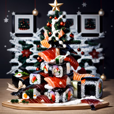 Sushi Christmas Tree 3D QR Code for Restaurant Menus — image 1