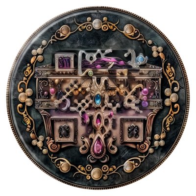 Vintage Jewelry Box Ornate Medallion QR Code for Stickers