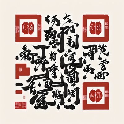 Chinese Brush Calligraphy Lettering QR Code Art