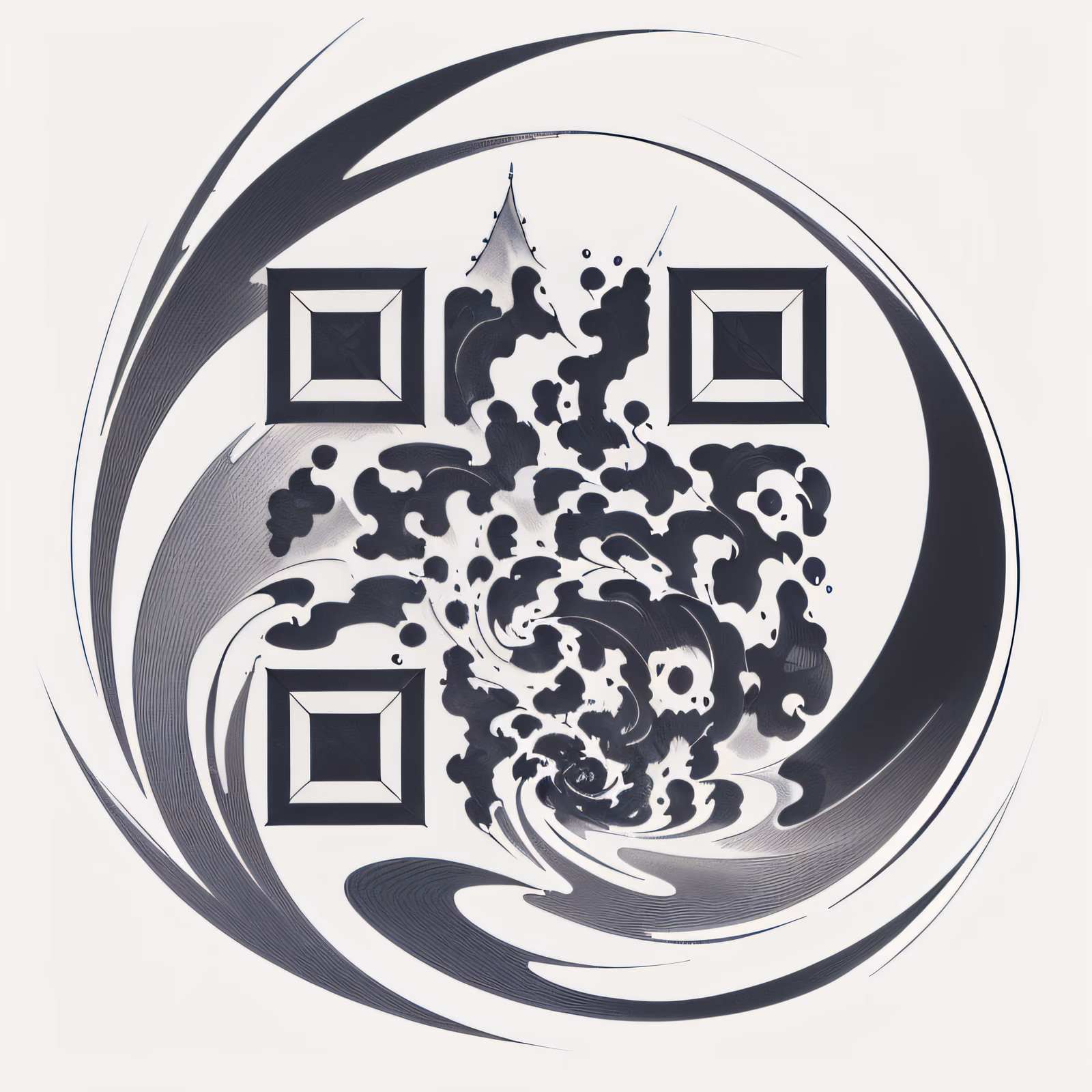 Mountain Wind Swirl Tattoo QR Code for Temporary Tattoos — image 1