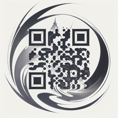 山峰风旋纹身风格二维码艺术,适用于临时纹身
