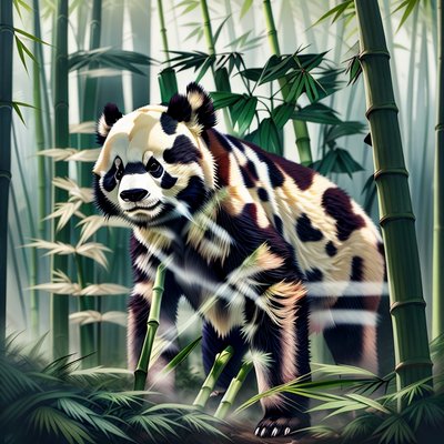 Panda in Bamboo Grove Painting QR Code Art