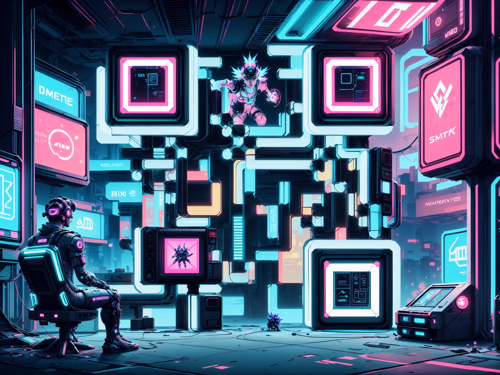 Cyberpunk Control Room Game Art QR Code for Posters — image 1