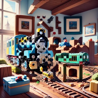 Toy Train Playroom 3D QR Code for Posters