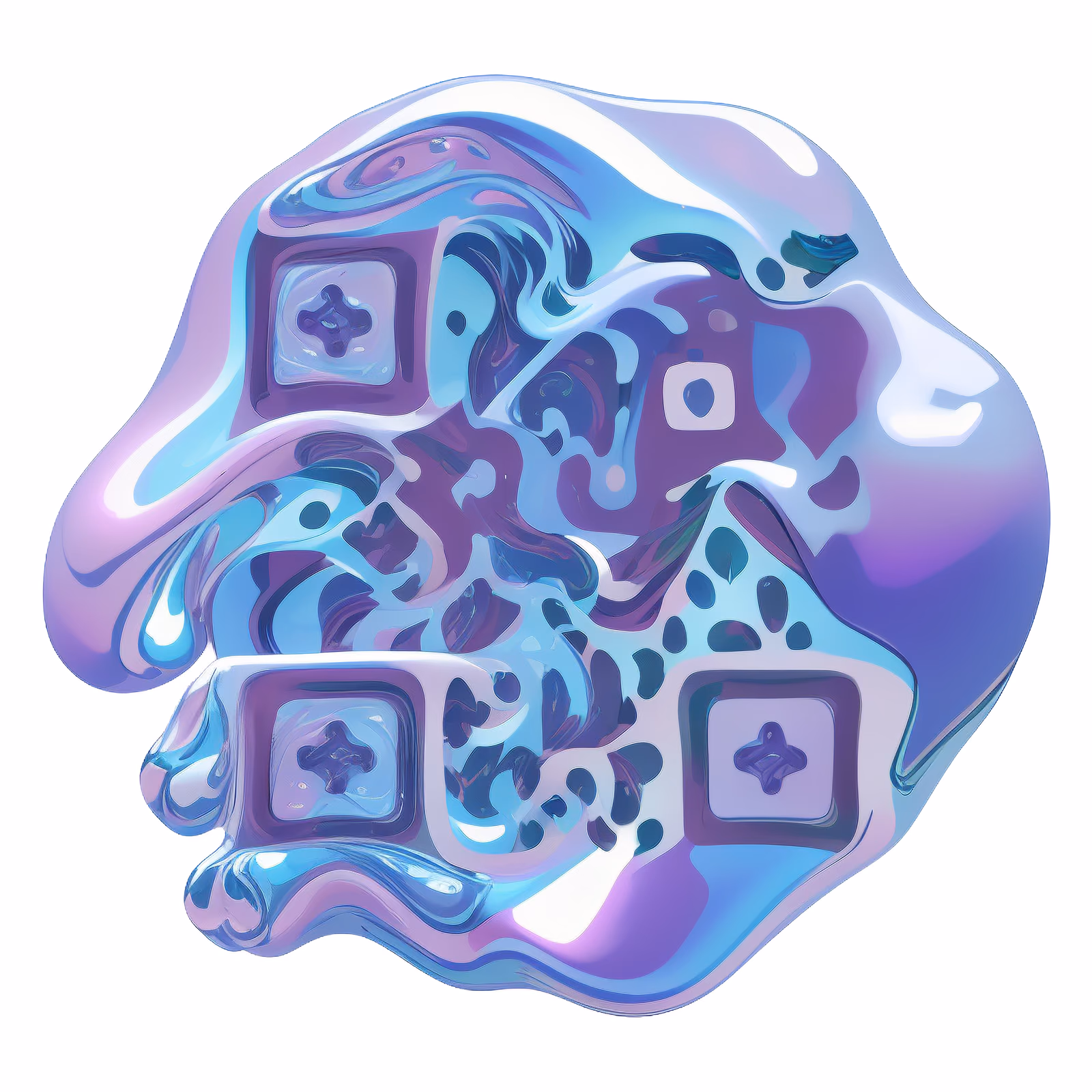 Iridescent Liquid Blob Vector QR Code for Stickers — image 1