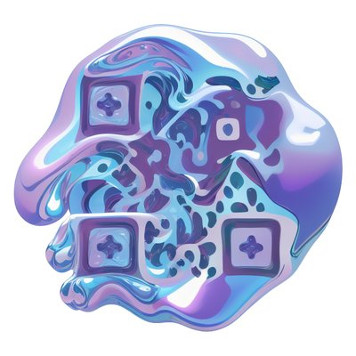 Iridescent Liquid Blob Vector QR Code for Stickers