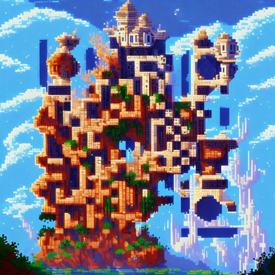 Pixel Castle on Floating Island QR Code for Posters