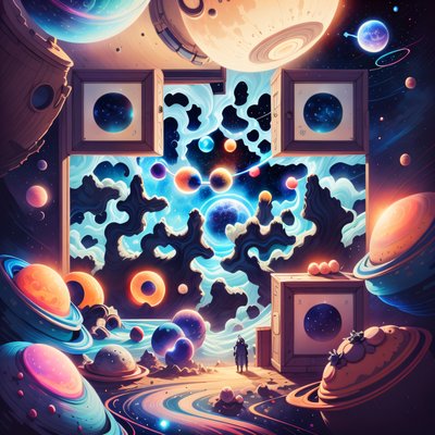Astronaut Planetary Nebula Cartoon QR Code for Posters