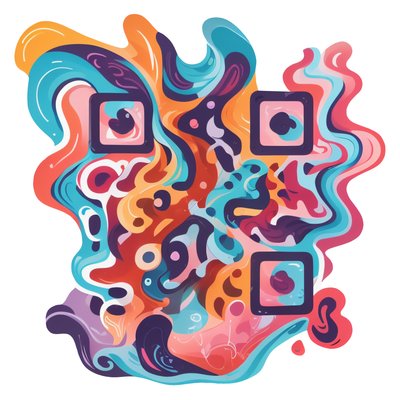 Colorful Flowing Waves Vector QR Code for Stickers