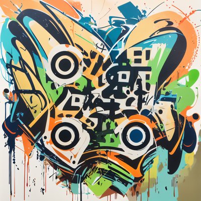 Colorful Graffiti Tag Abstract QR Code for Posters