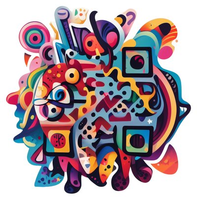 Colorful Abstract Blob Vector Eye QR Code for Stickers