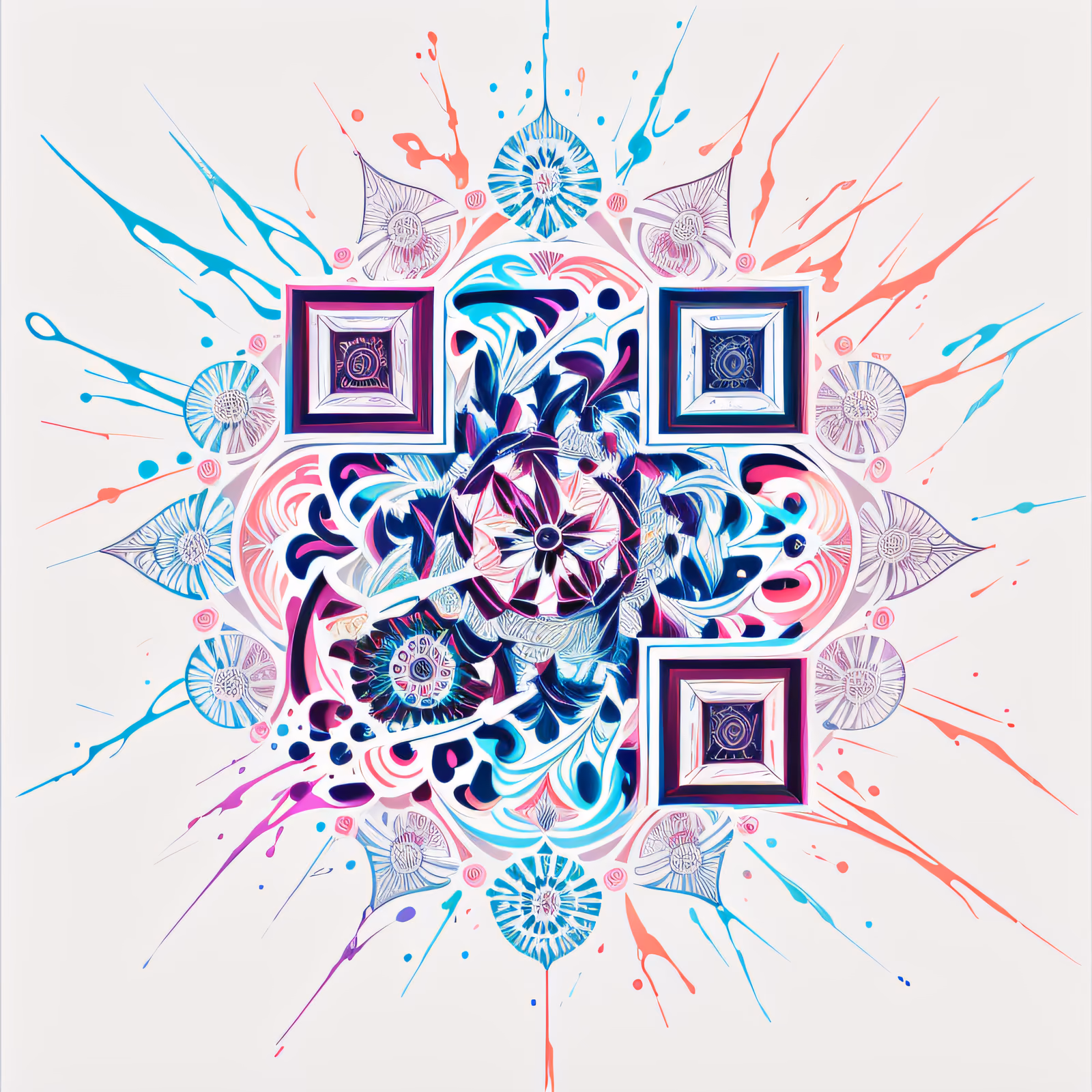 Floral Paint Splash Mandala QR Code Art — image 1