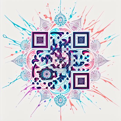 Floral Paint Splash Mandala QR Code Art