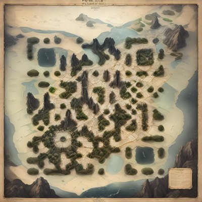 Fantasy Parchment Map Matte Painting QR Code Art