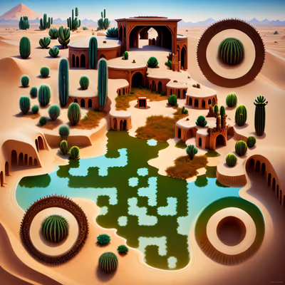 Desert Oasis Cactus Village QR Code Art — image 1