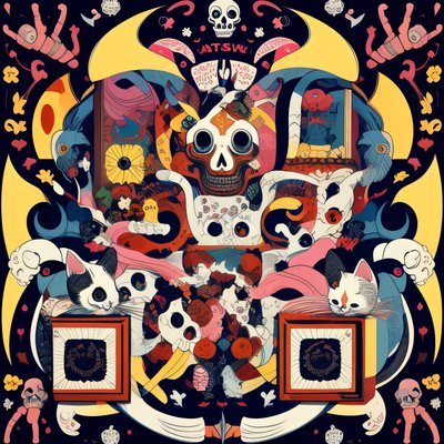 Skulls and Cats Stylized Poster QR Code for Posters